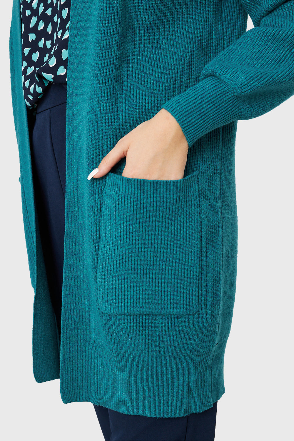 Cárdigan Bolsillos Azul Petróleo