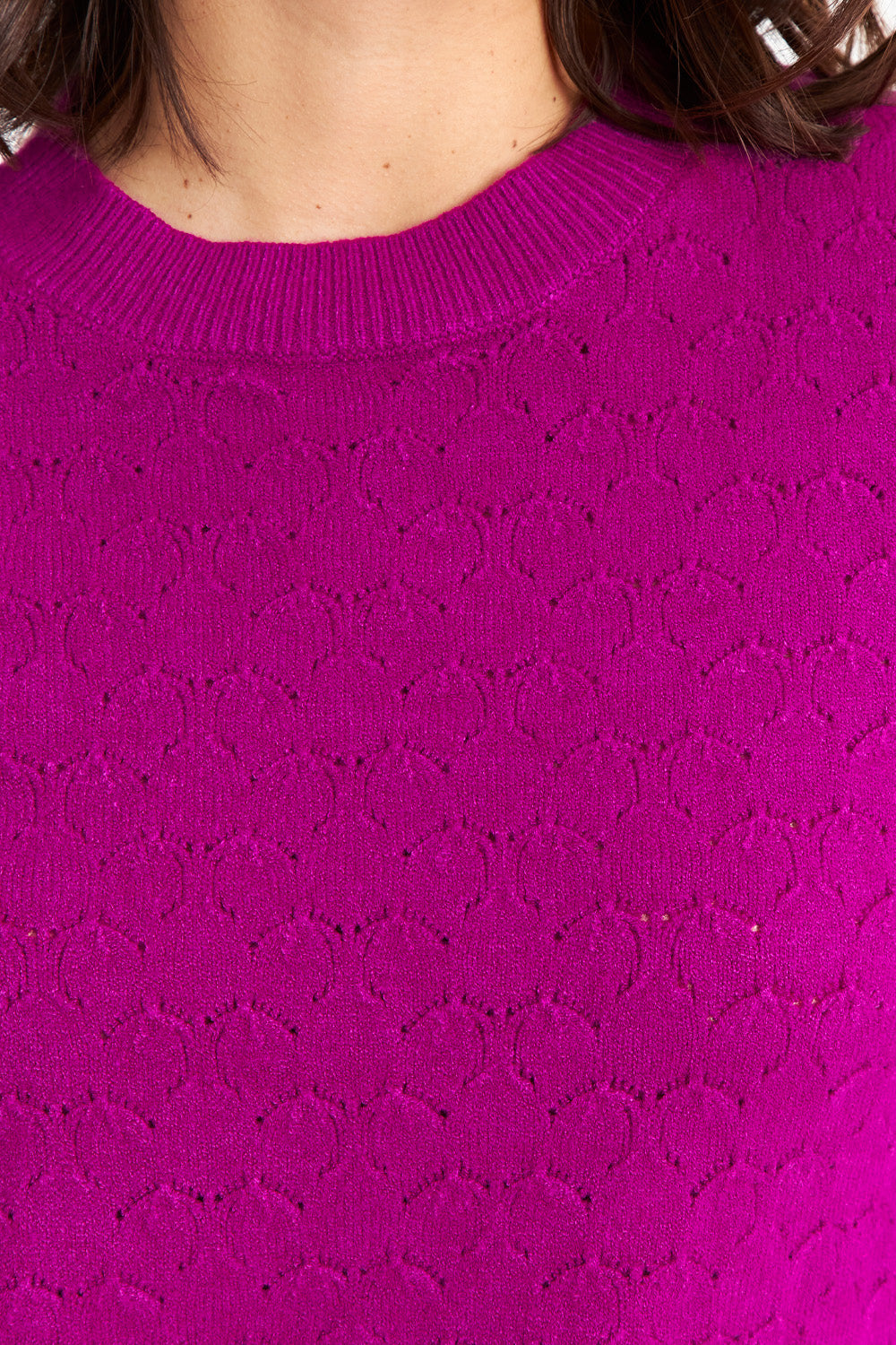 Sweater Básico Cuello Redondo Magenta