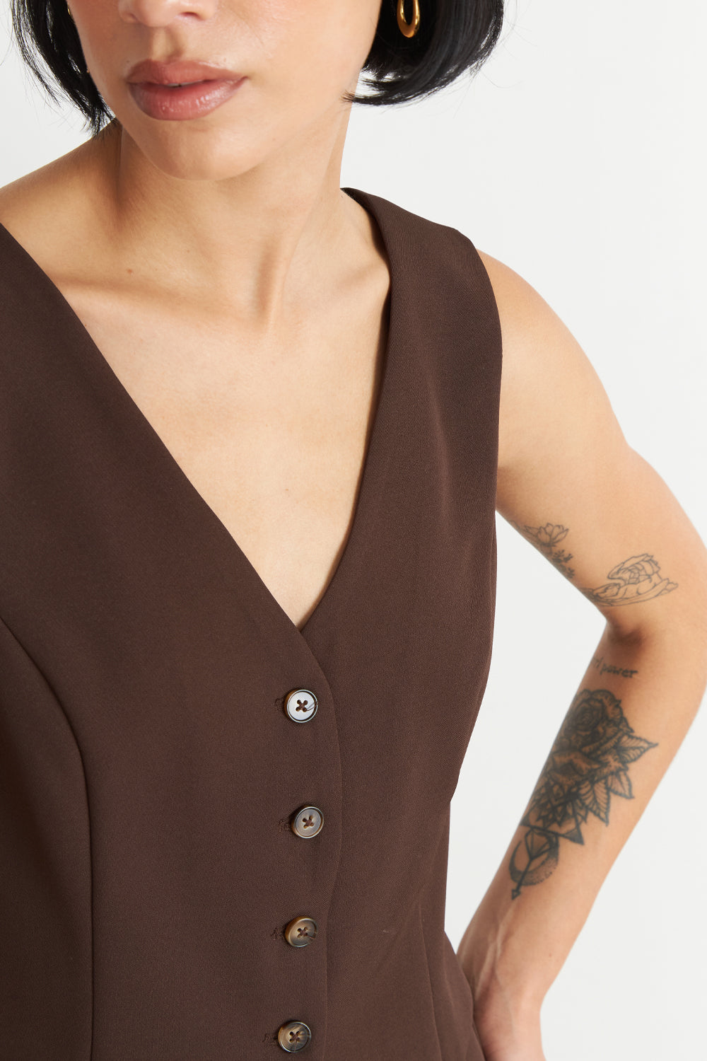 Gilet 4 Botones Café