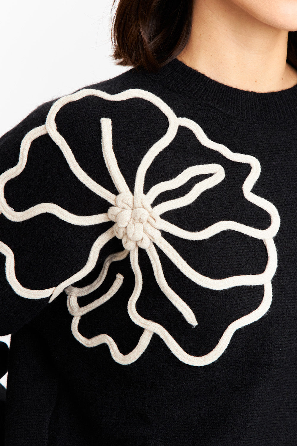 Sweater Diseño Flores Negro