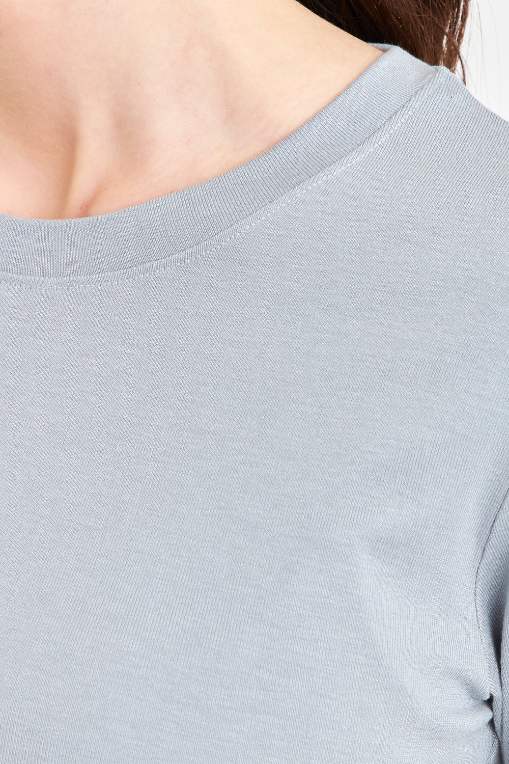 Polera Manga Larga Cuello Redondo Azul