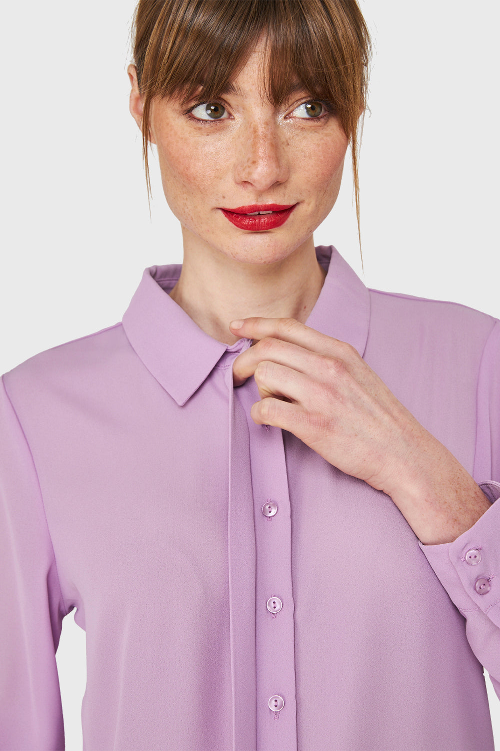 Blusa Básica Botonera Invisible Lila