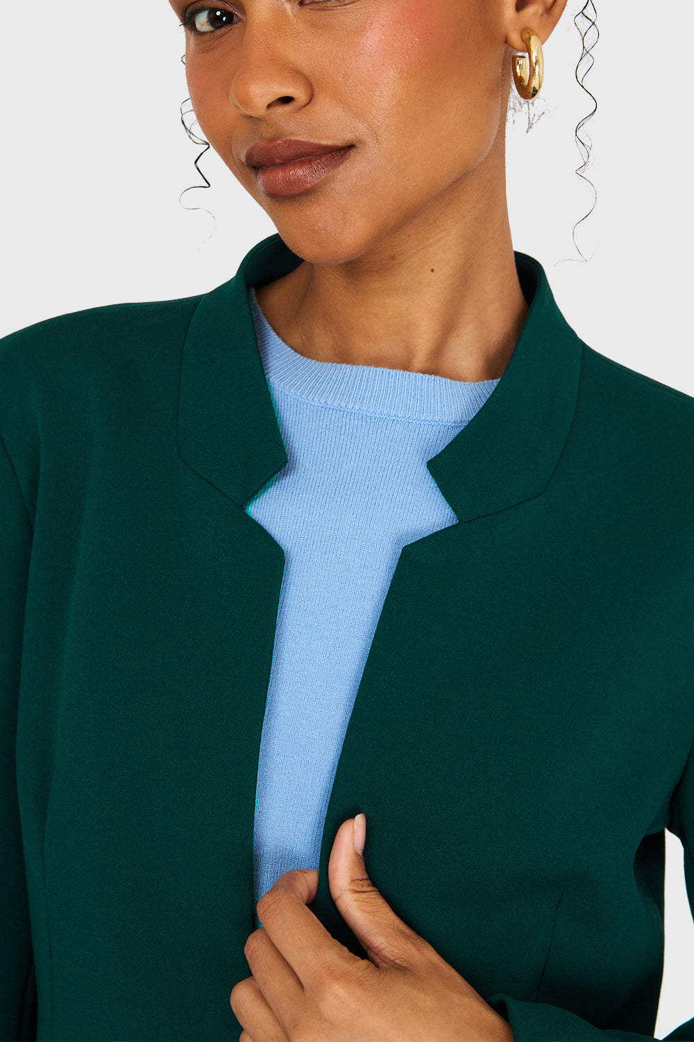 Blazer Cuello Mao Verde Oscuro