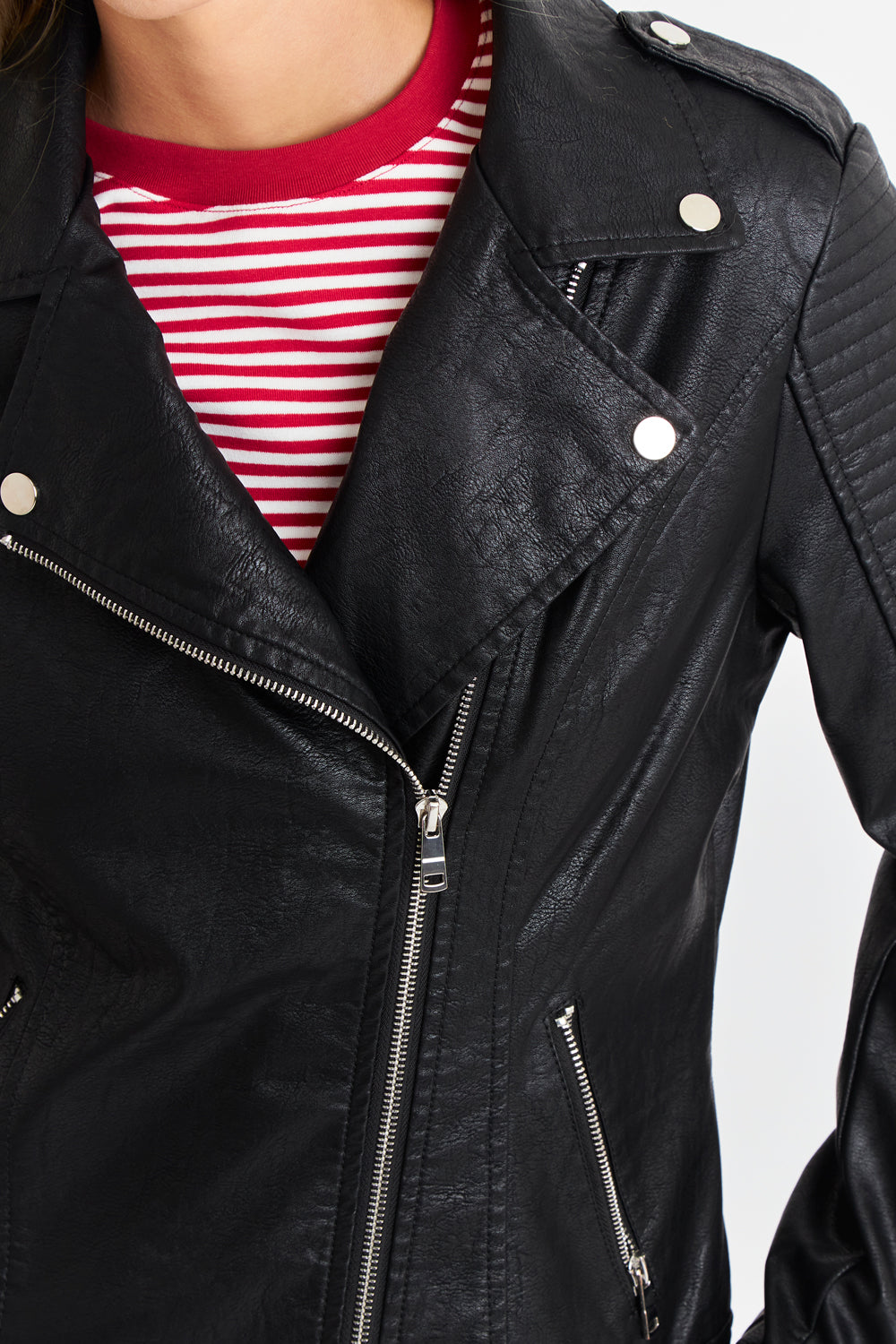 Chaqueta Ecocuero Tipo Biker Negro