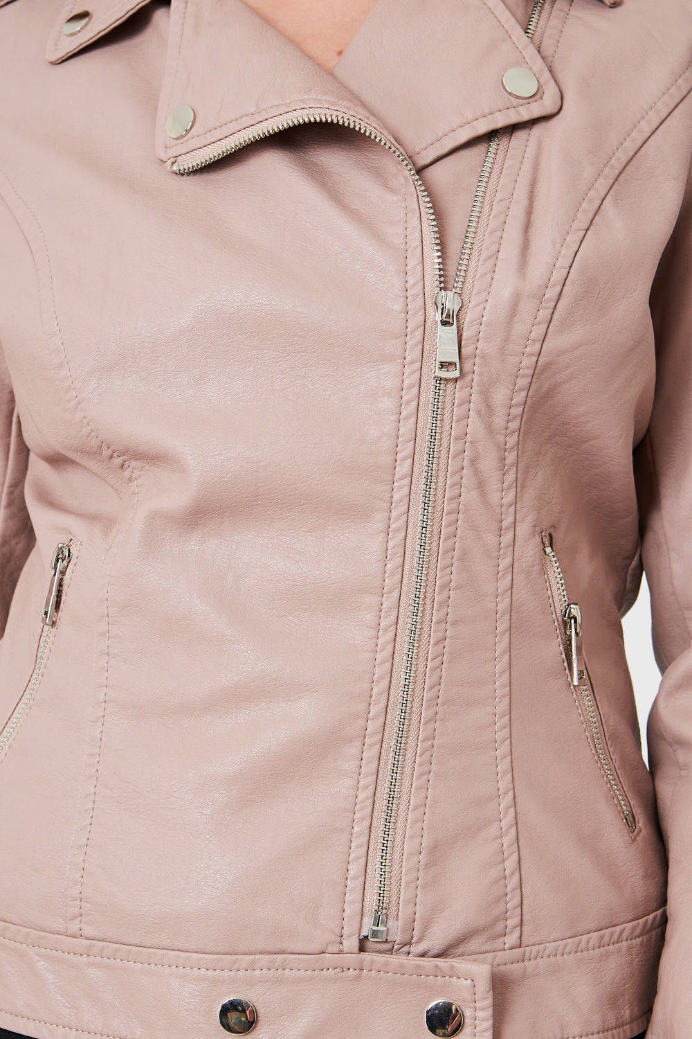 Chaqueta Tipo Biker Ecocuero Nude