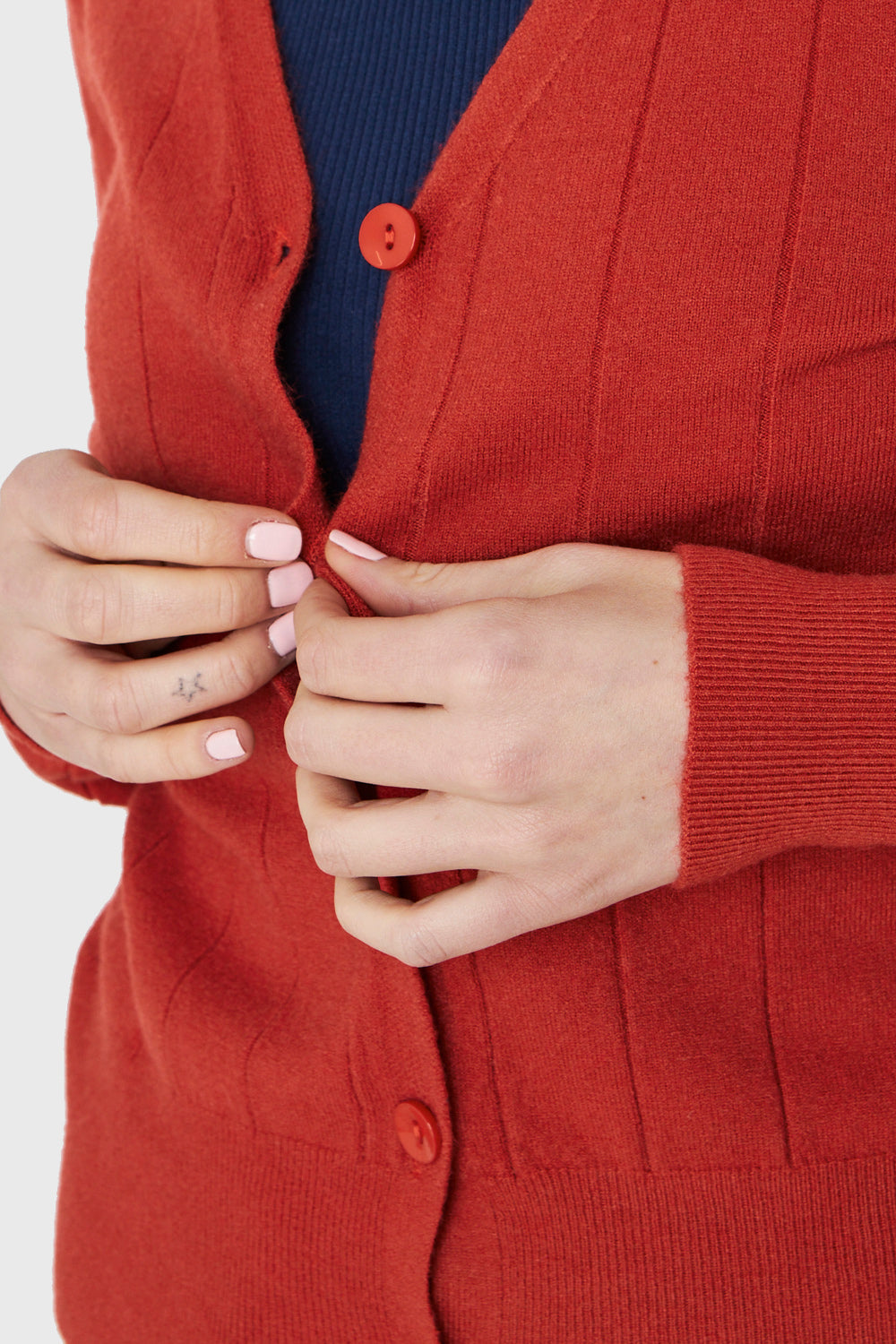 Cárdigan Acanalado Botones Óxido