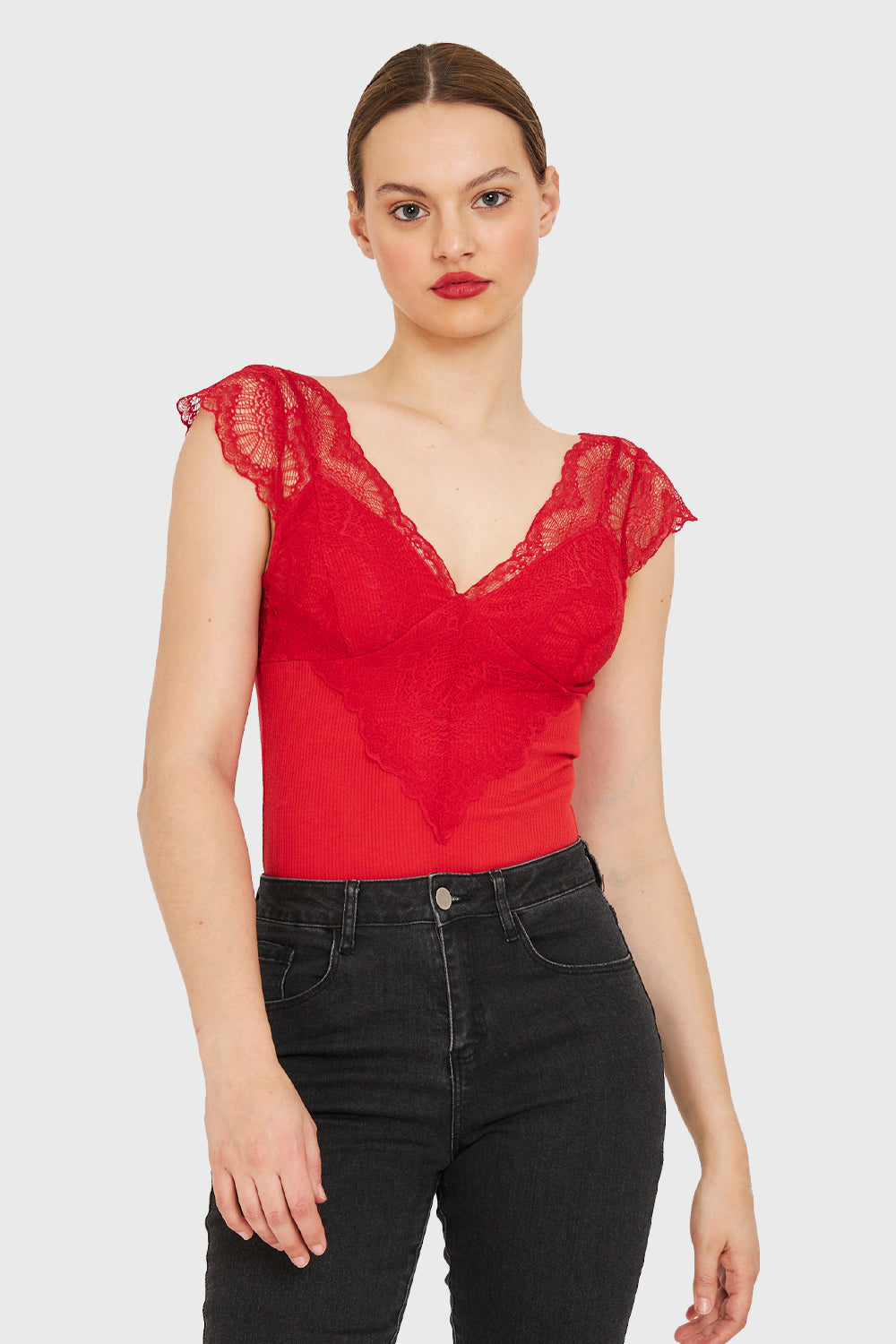 Body Escote Encaje Rojo - Main Image