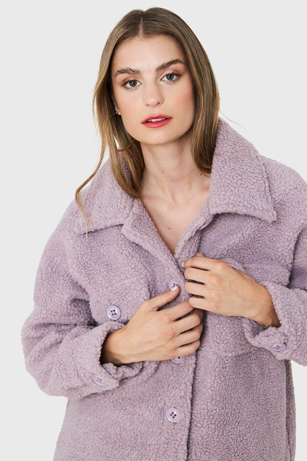 Chaqueta Tipo Teddy Lila
