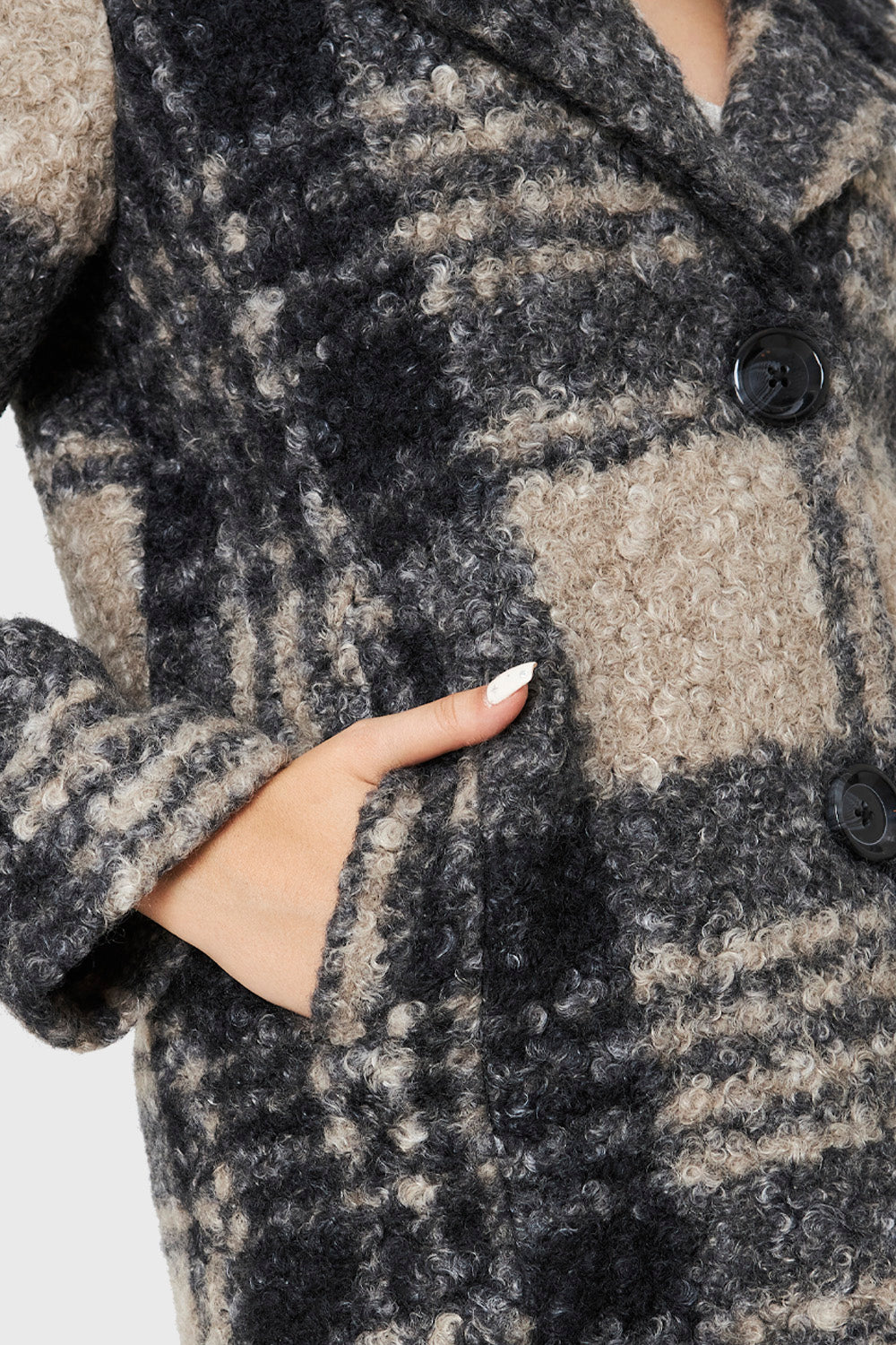 Chaqueta Tartán Botones Khaki