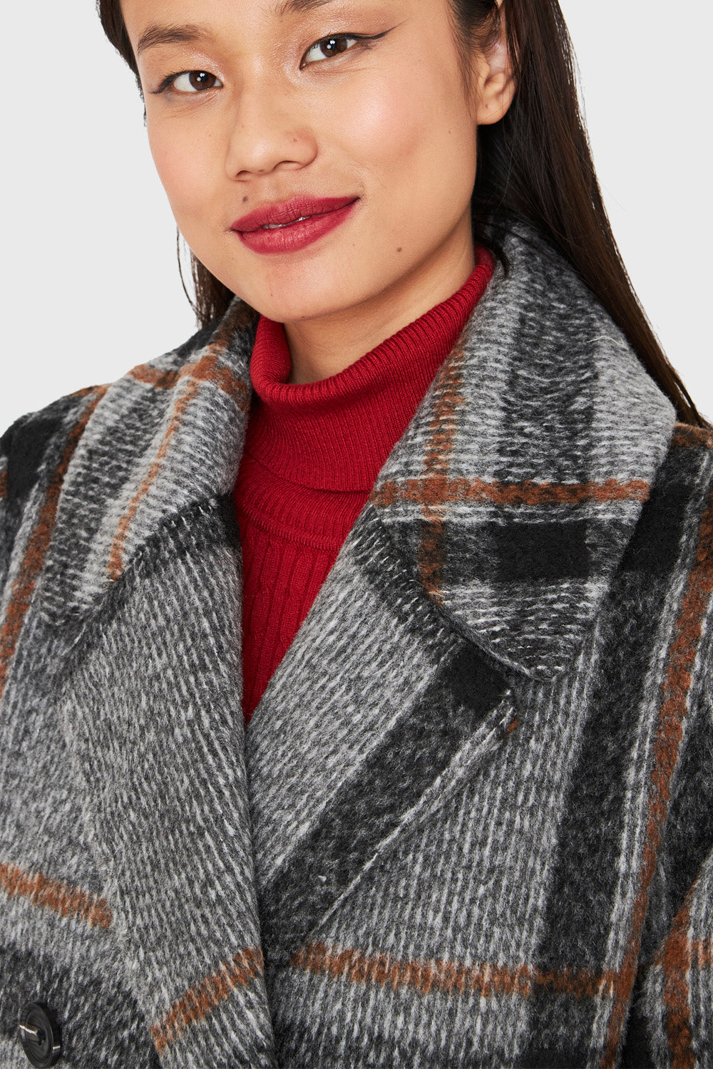 Abrigo Holgado Tartán Gris