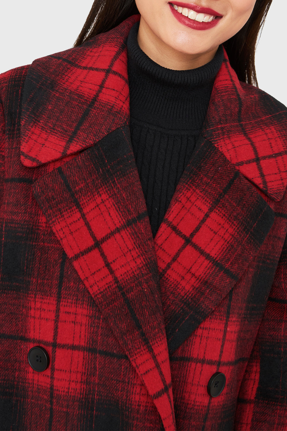 Abrigo Largo Tartán Rojo