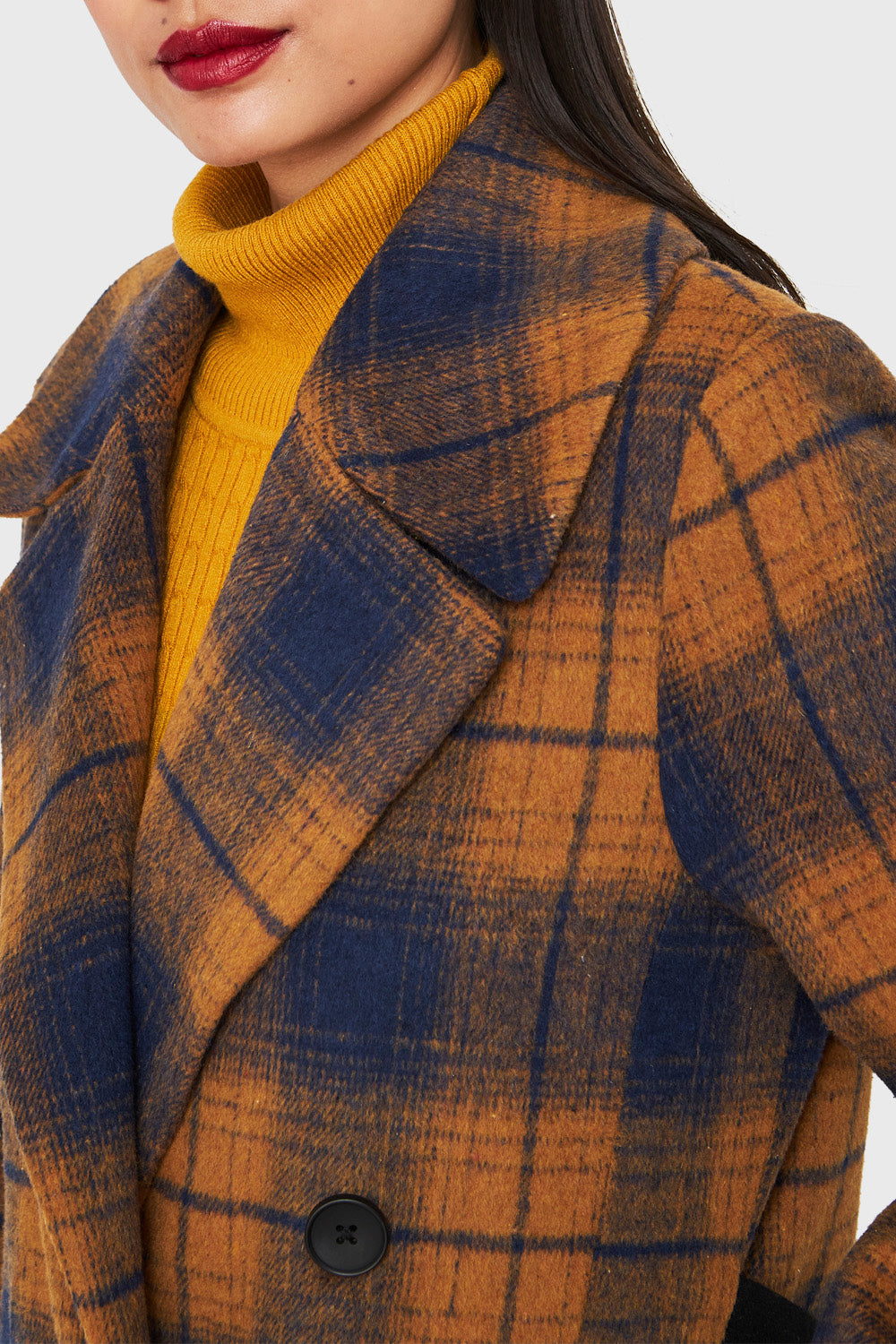 Abrigo Largo Tartán Camel