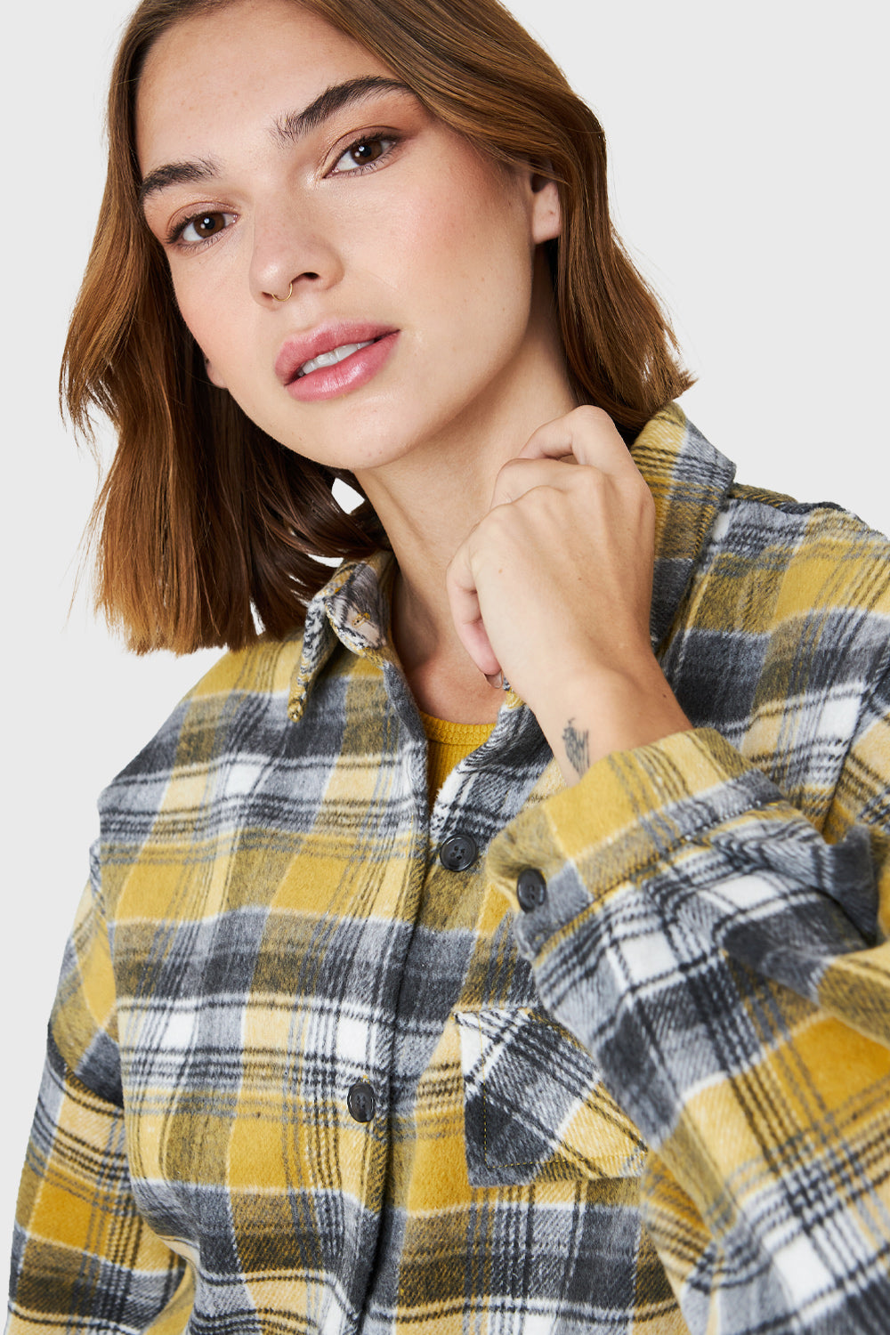 Camisa Tipo Franela Cuadrillé Amarillo