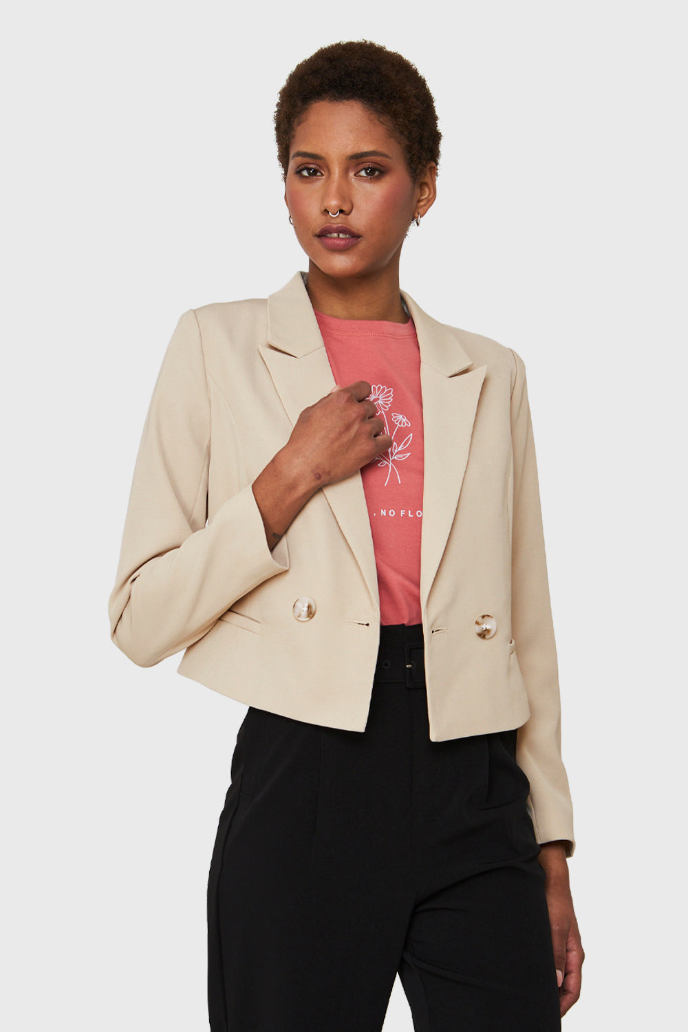 Blazer Crop Cruzado Beige – Nicopoly