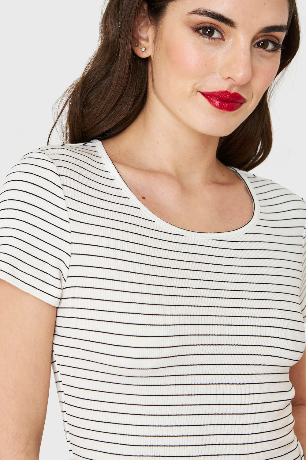 Polera Manga Corta Rayas Blanco