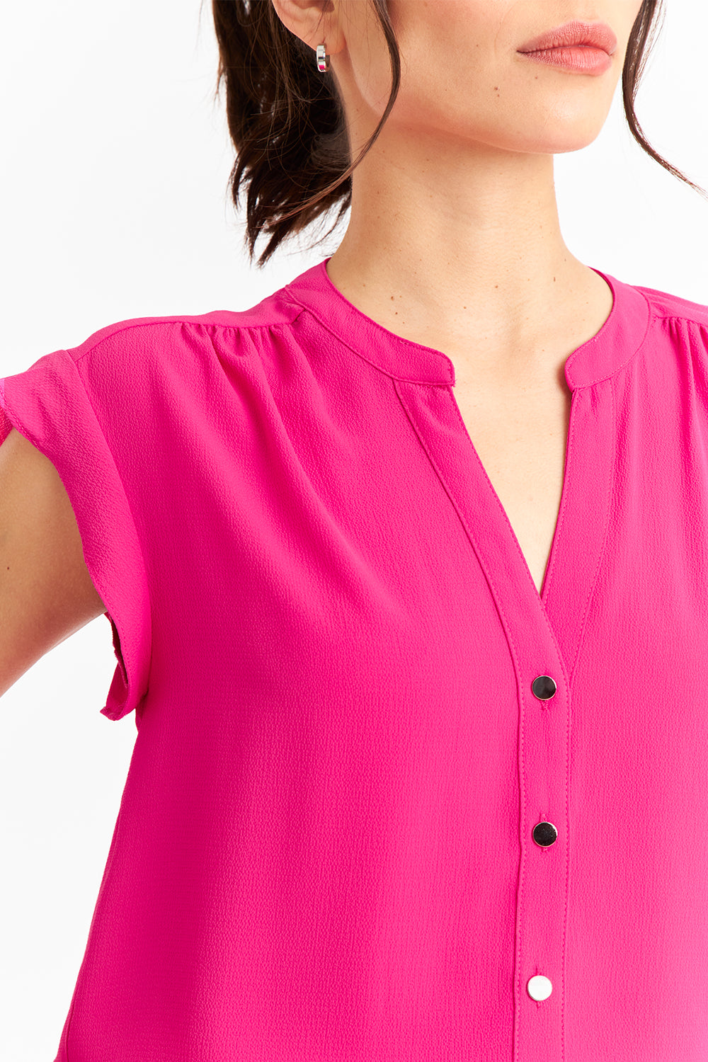 Blusa Cuello Mao Botones Fucsia