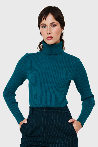 Sweater Tipo Cadenetas Azul Petróleo