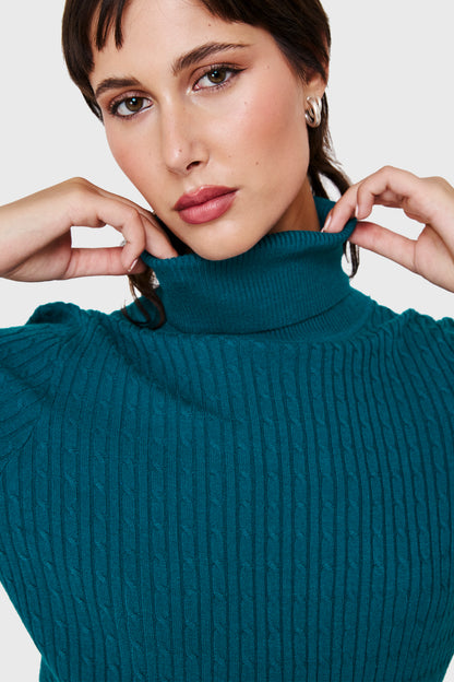 Sweater Tipo Cadenetas Azul Petróleo
