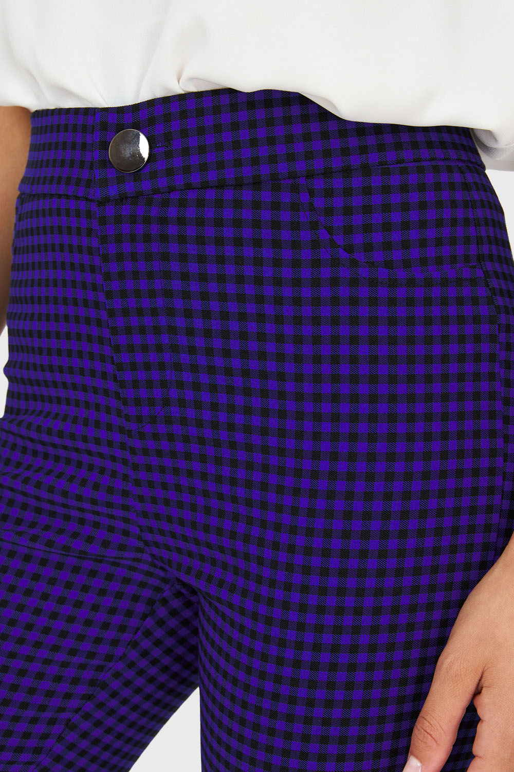 Calza Skinny Vichy Con Cierre Azul/Negro