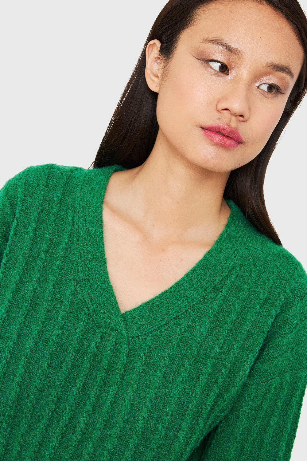 Sweater Crop Cuello V Verde