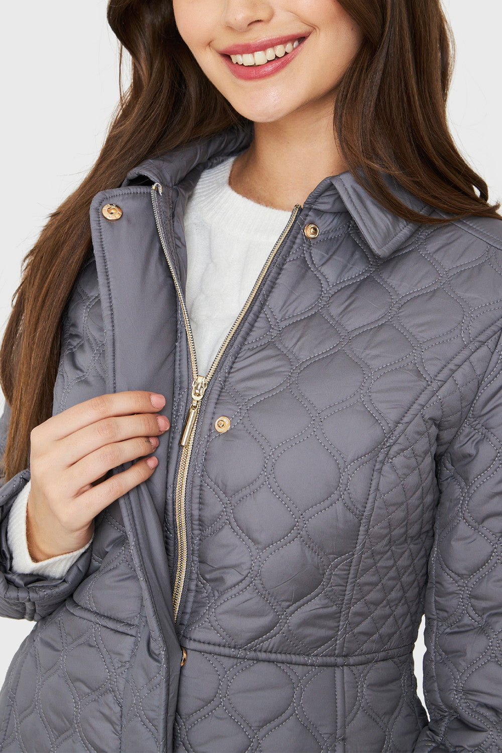 Parka Tipo Quilt Gris