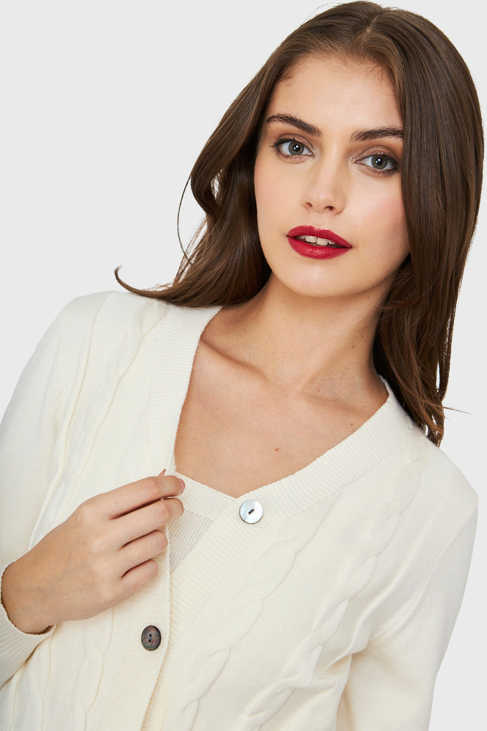 Cárdigan Crop Trenzado Blanco