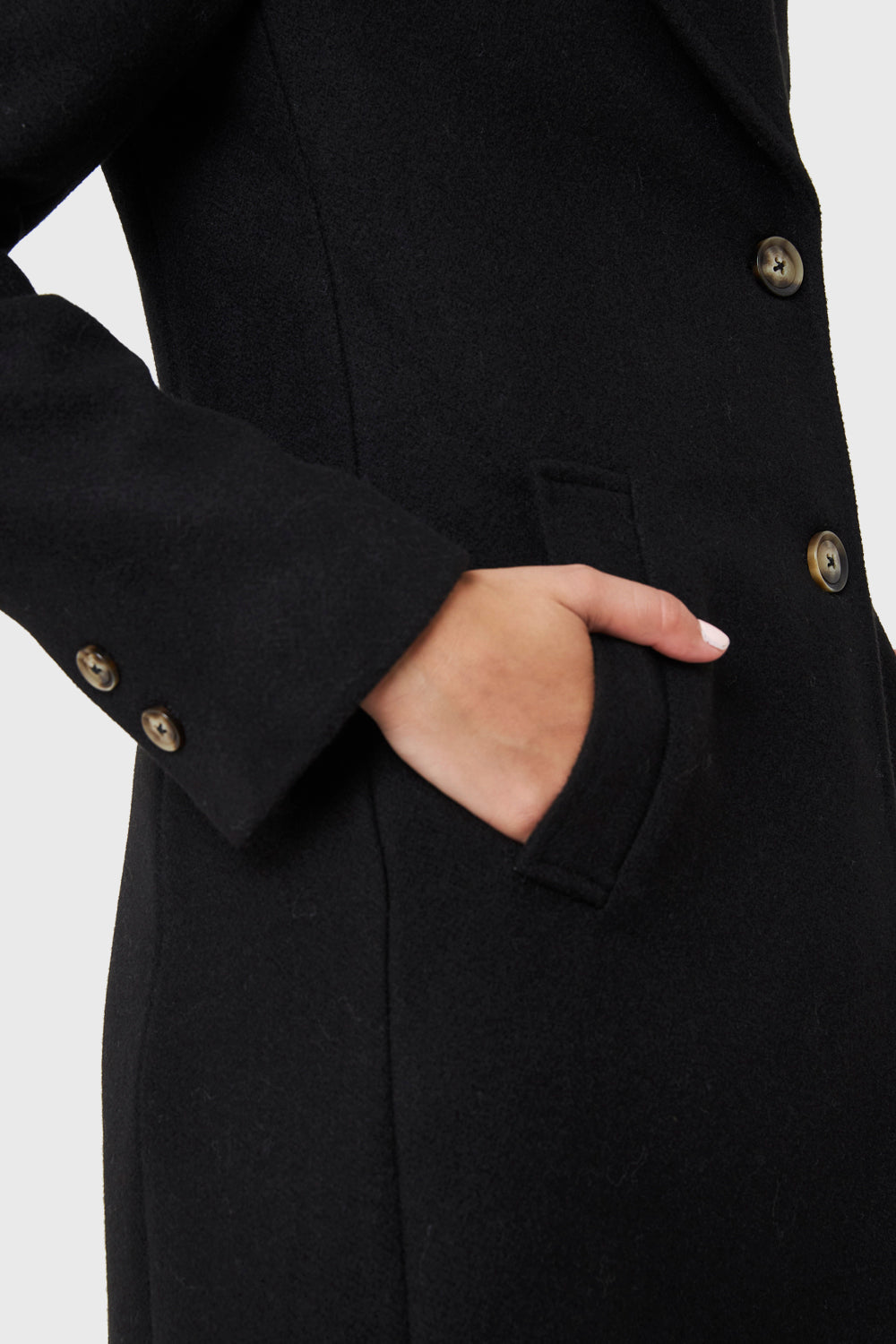 Abrigo Tipo Paño Dos Botones Negro