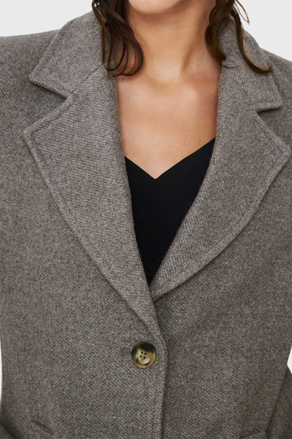 Abrigo Tipo Paño Dos Botones Gris