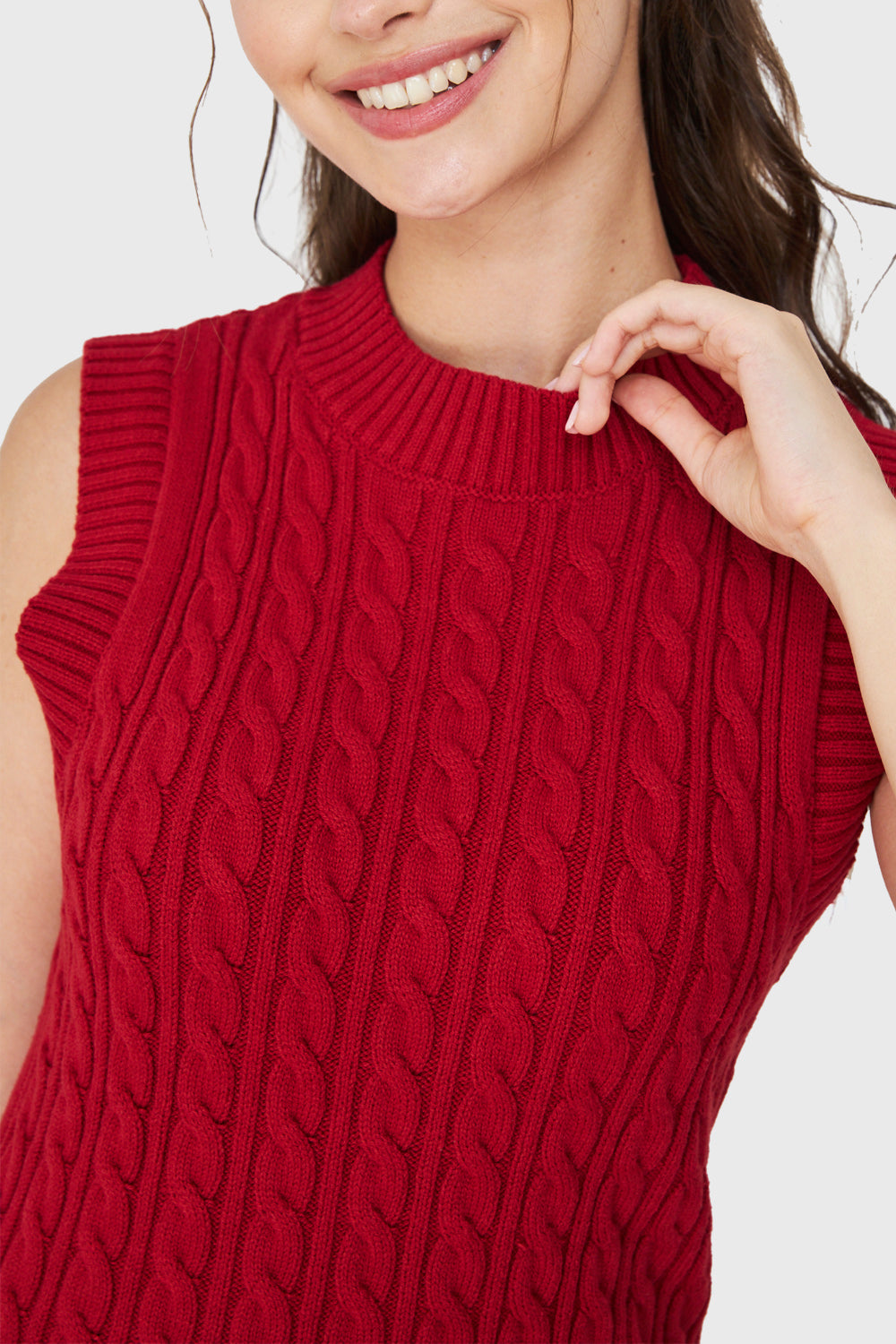 Vestido De Punto Trenzado Rojo