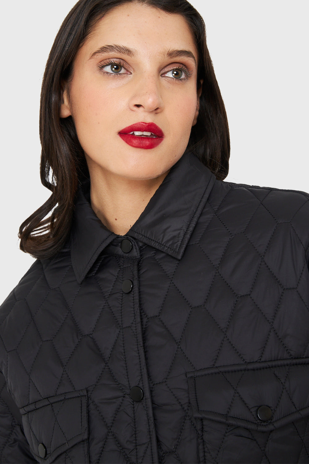 Chaqueta Quilt Tipo Camisera Negro