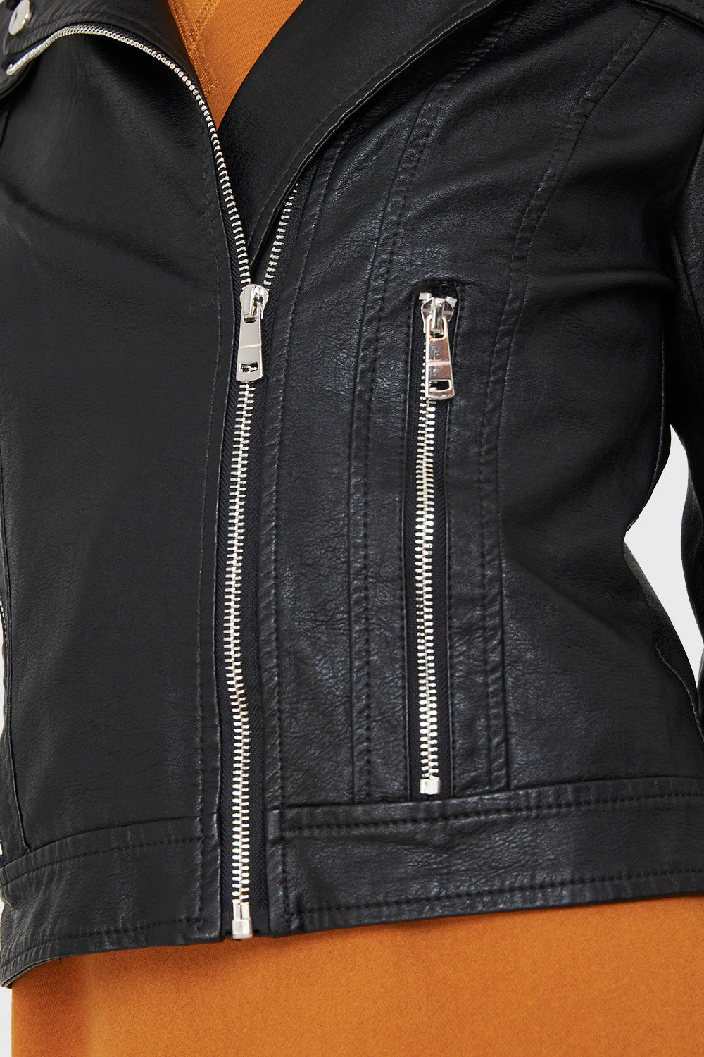 Chaqueta Biker Ecocuero Corta Negro