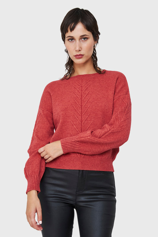 Sweater Detalles Espigas Ladrillo