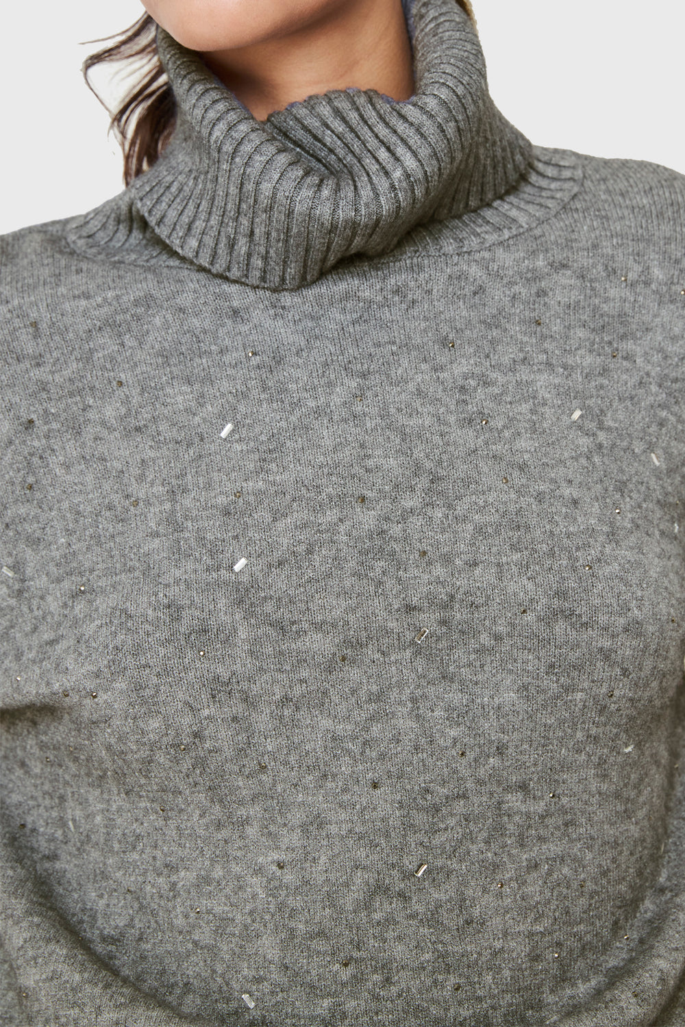 Sweater Beatle Strass Gris