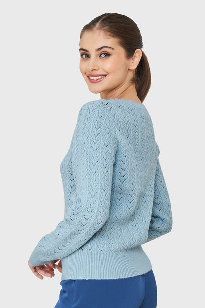 Sweater Punto Fantasía Lurex Celeste