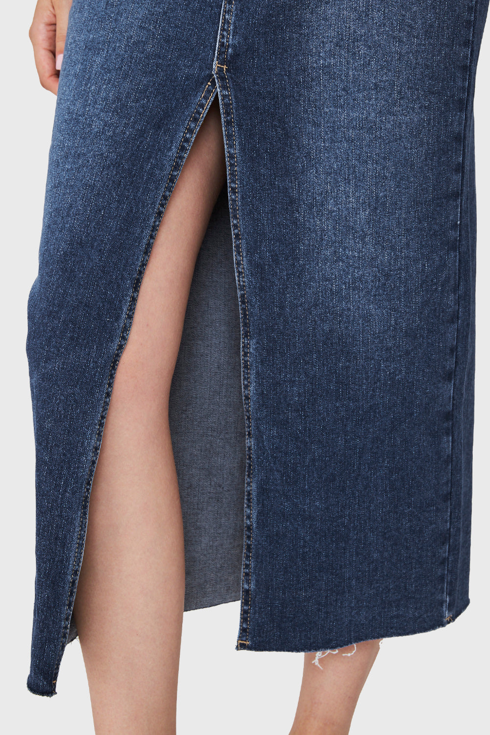 Falda Denim Tajo Frontal Azul