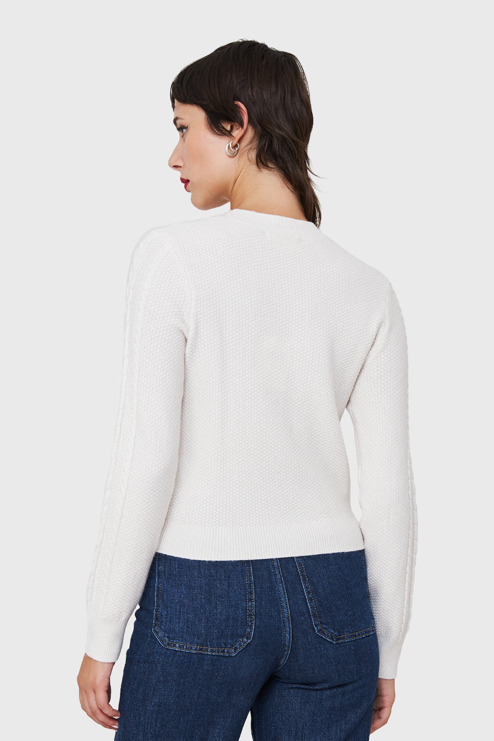 Sweater Punto Trenzado Blanco