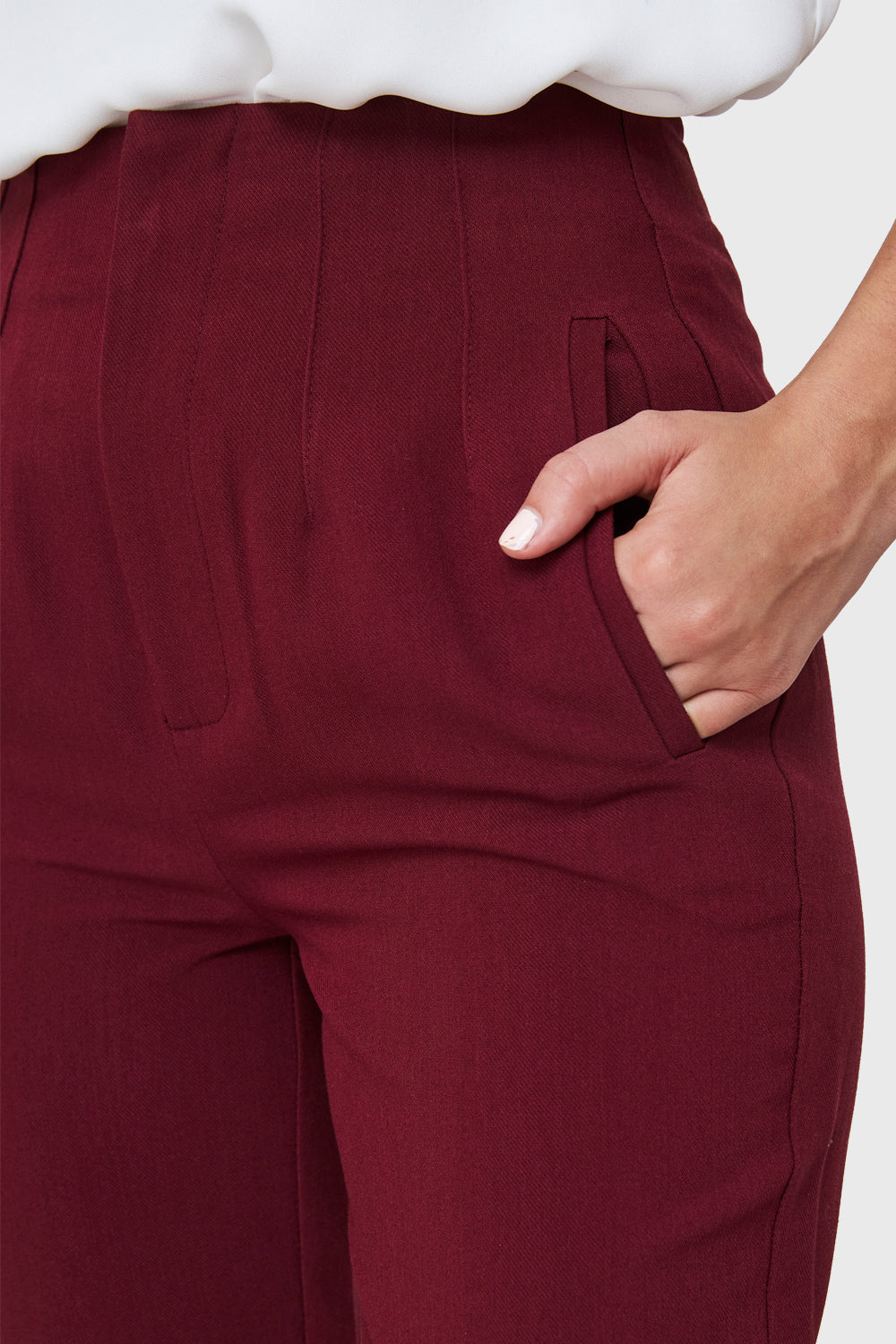 Pantalón Pinzas Recto Burdeos