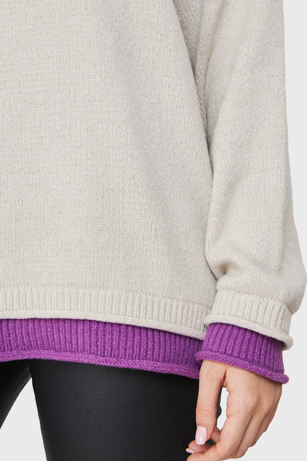 Sweater Holgado Efecto Doble Prenda Blanco