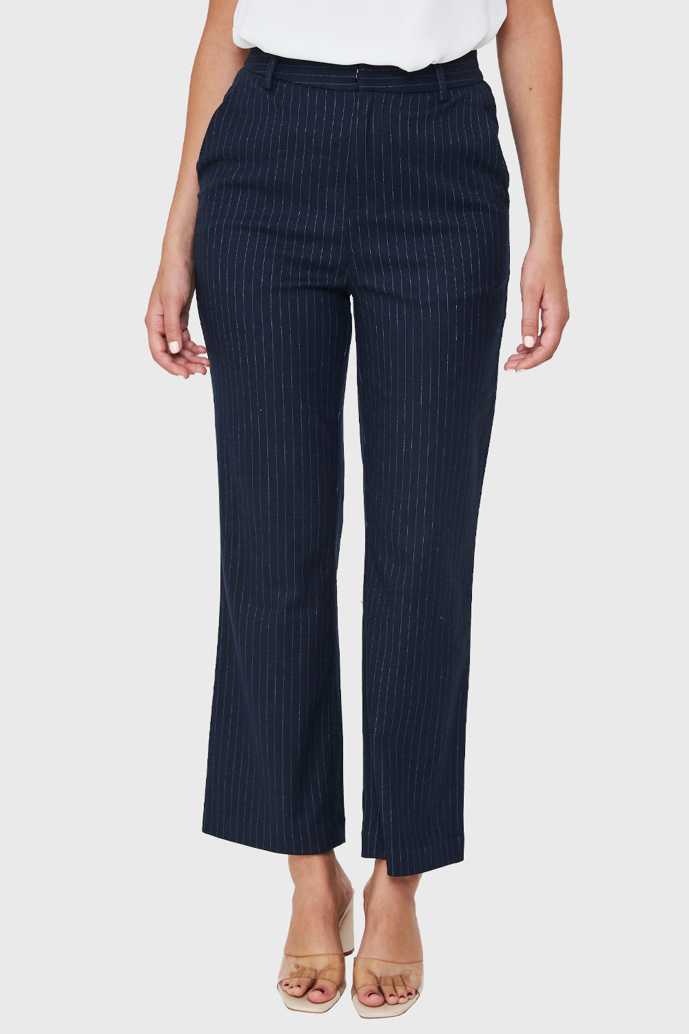 Pantalón Recto Rayas Azul Marino