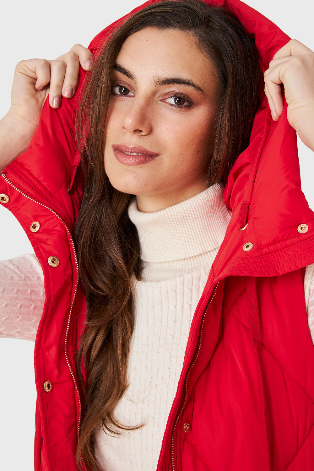 Parka Sin Mangas Cordón Rojo