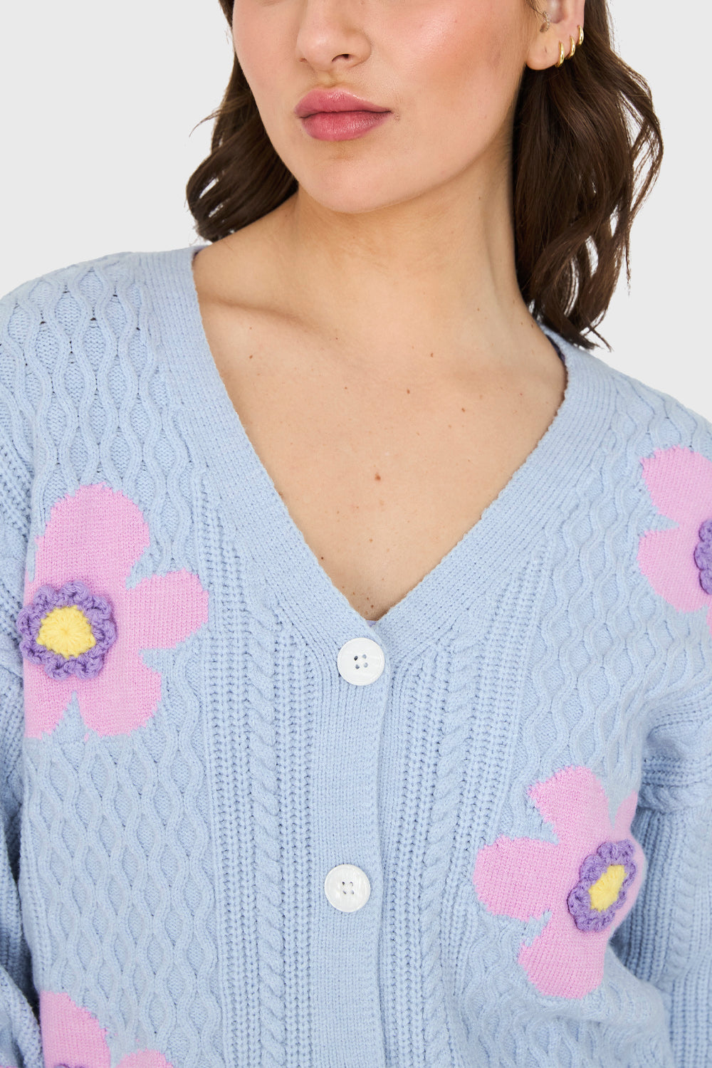 Cárdigan Floreado Celeste