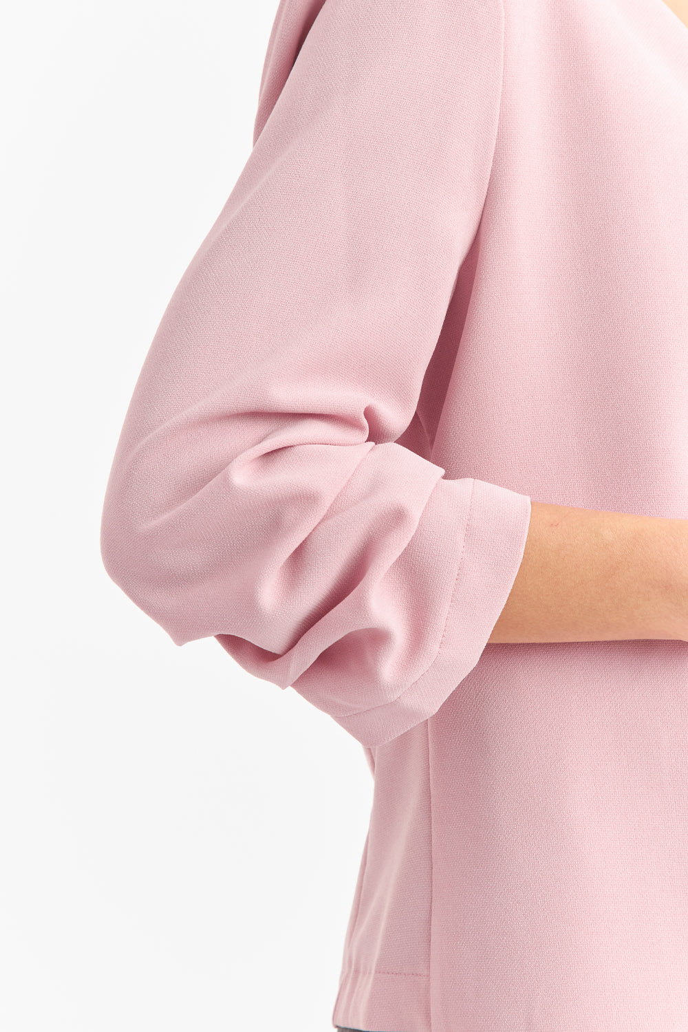 Blazer Cuello Sin Solapa Rosado