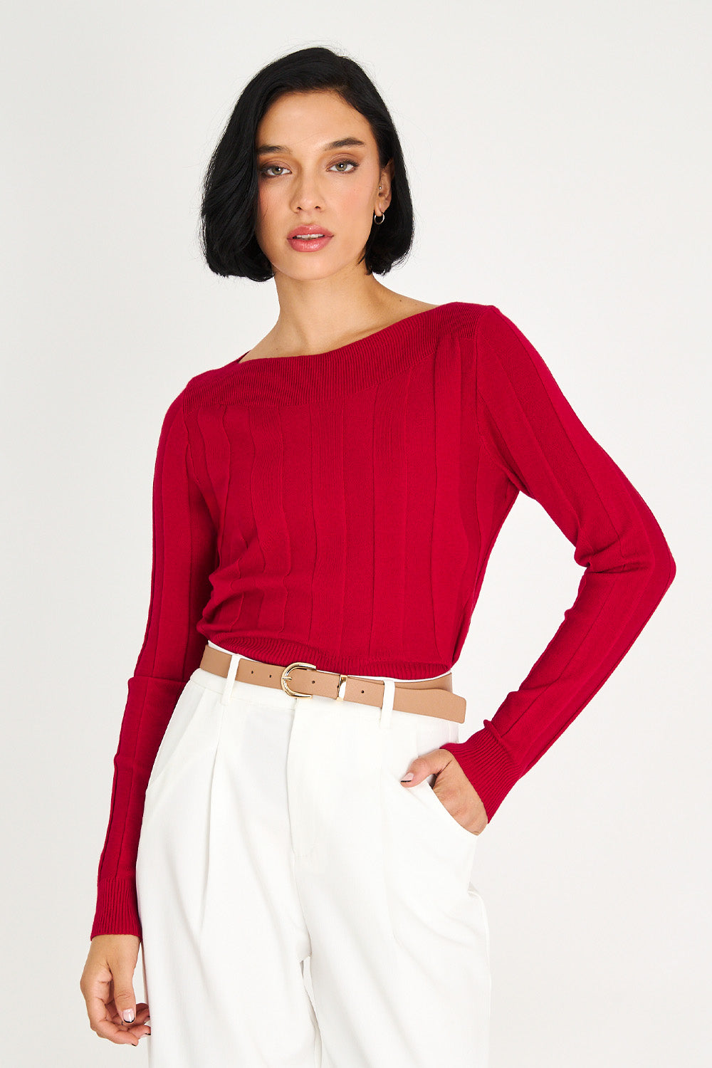 Sweater Cuello Bote Rojo