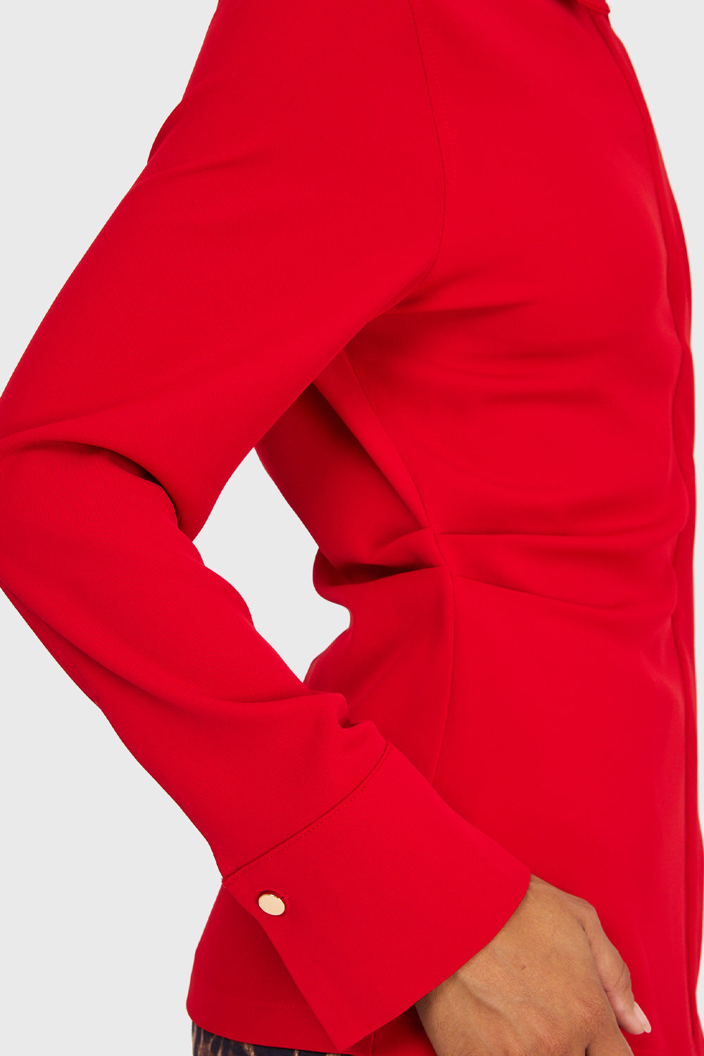 Camisa Pliegues Cintura Rojo