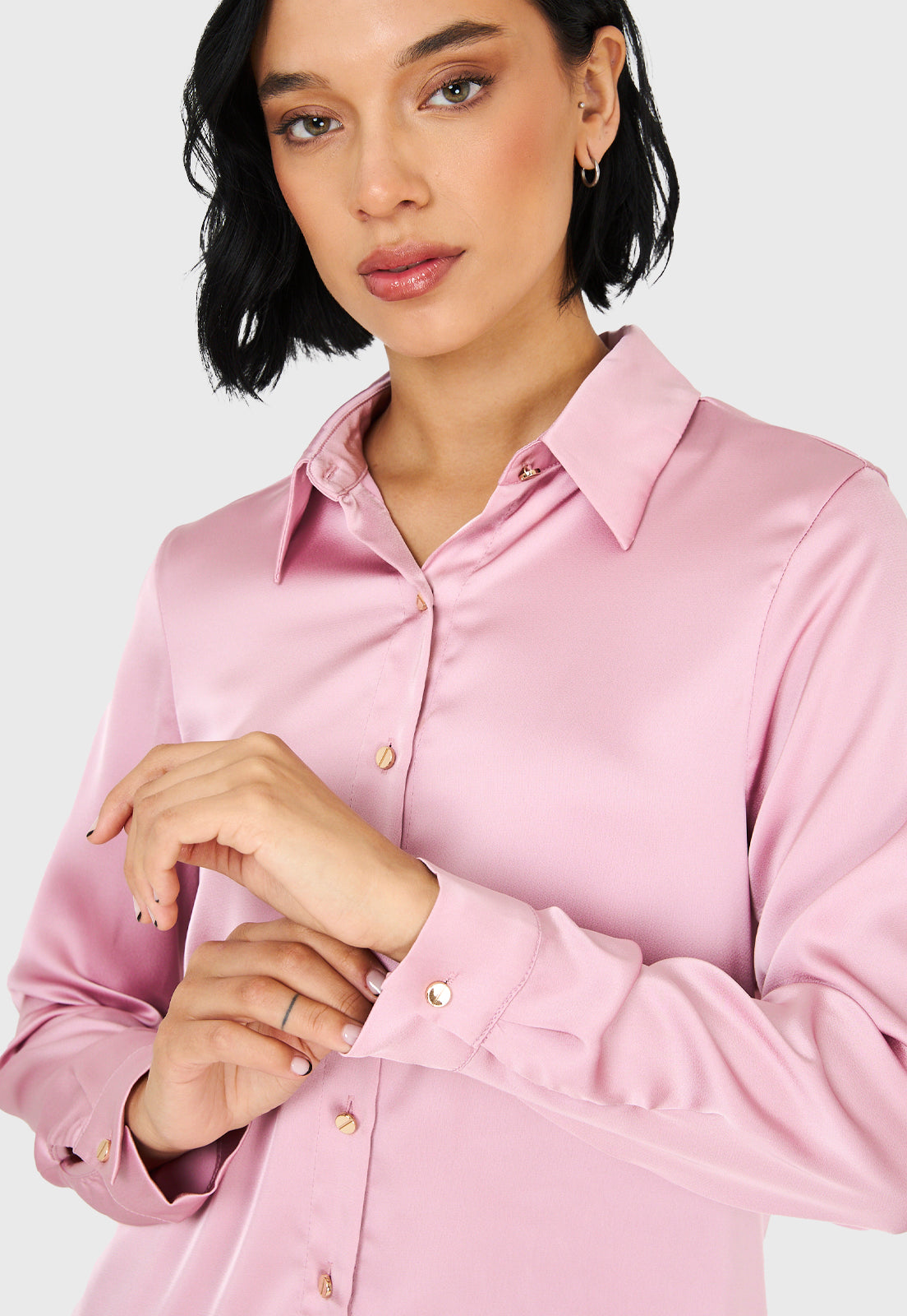 Camisa Básica Tipo Satín Rosado