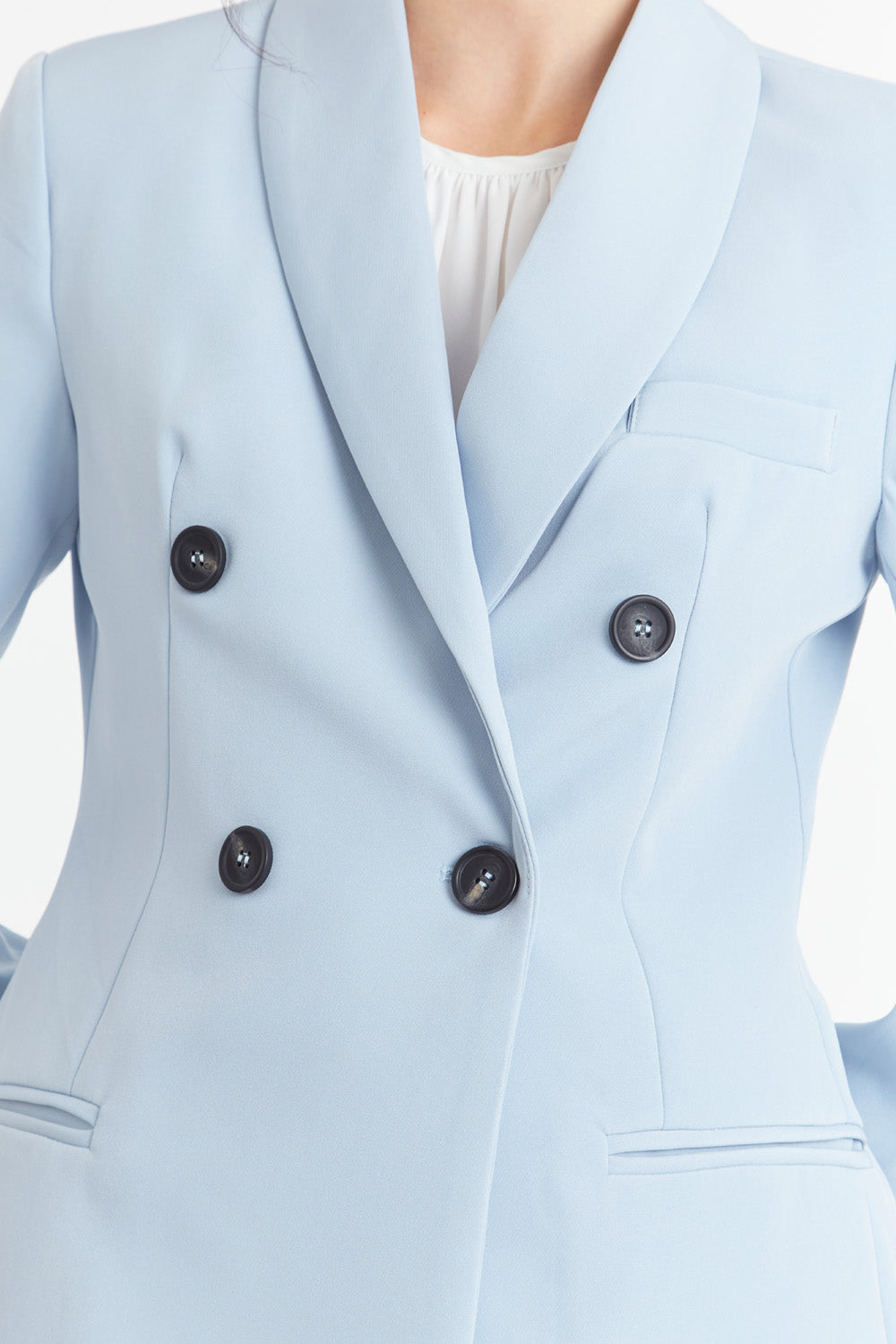 Blazer Cuello Cruzado Celeste Nicopoly