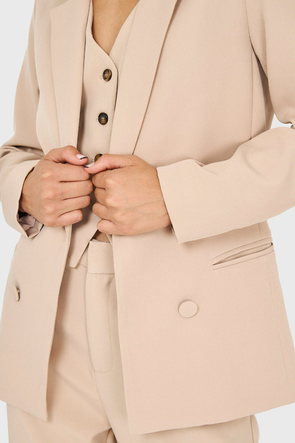 Blazer Básico De Tope Khaki