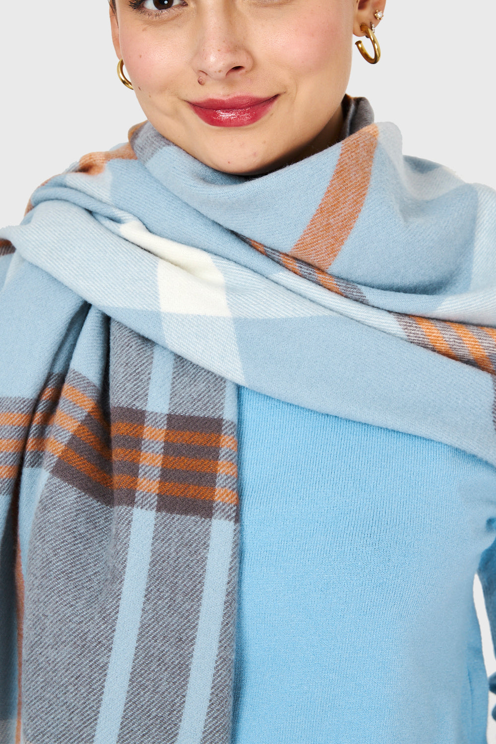 Bufanda Cuadrillé Grande Celeste