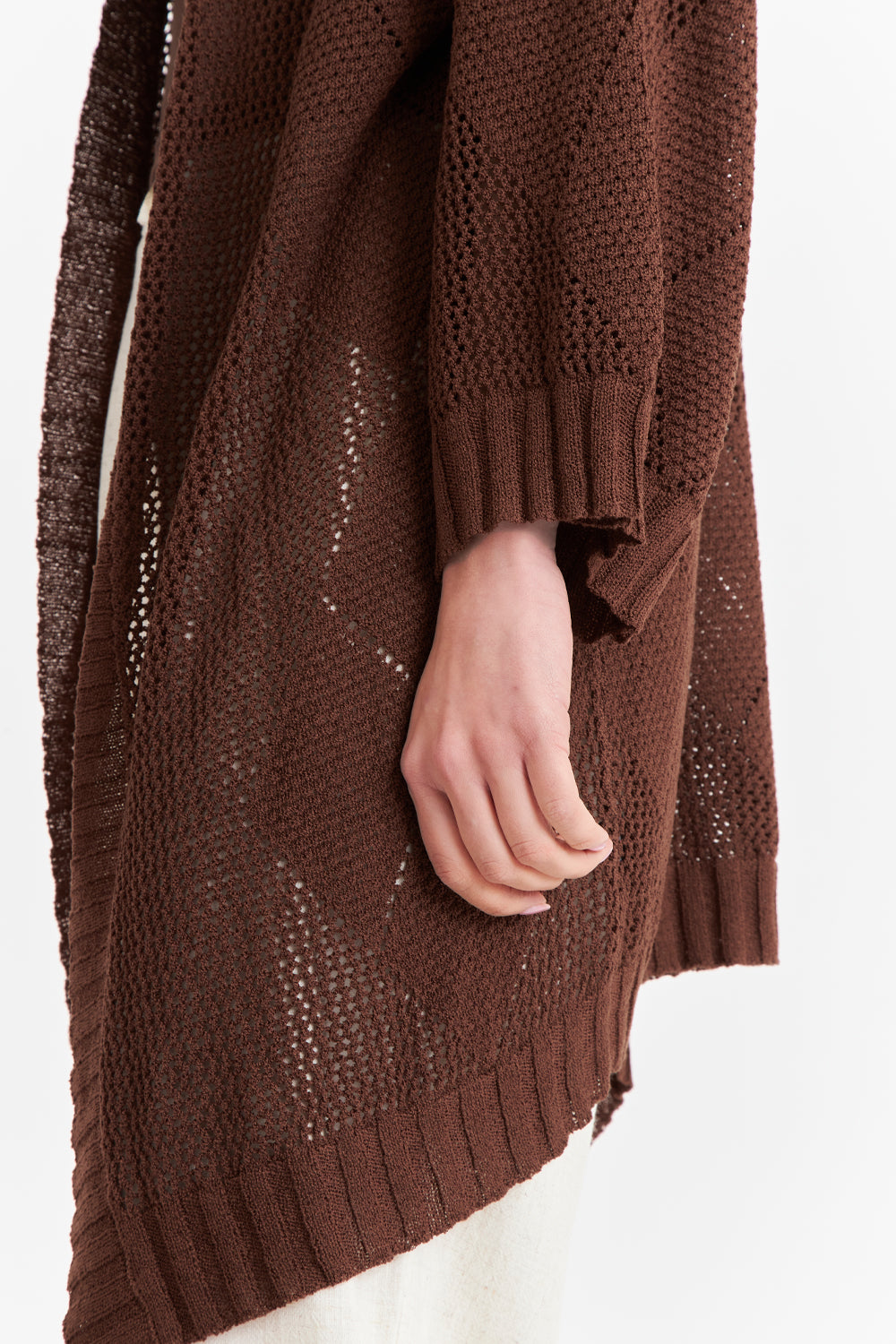 Tapado Tejido Tipo Crochet Café