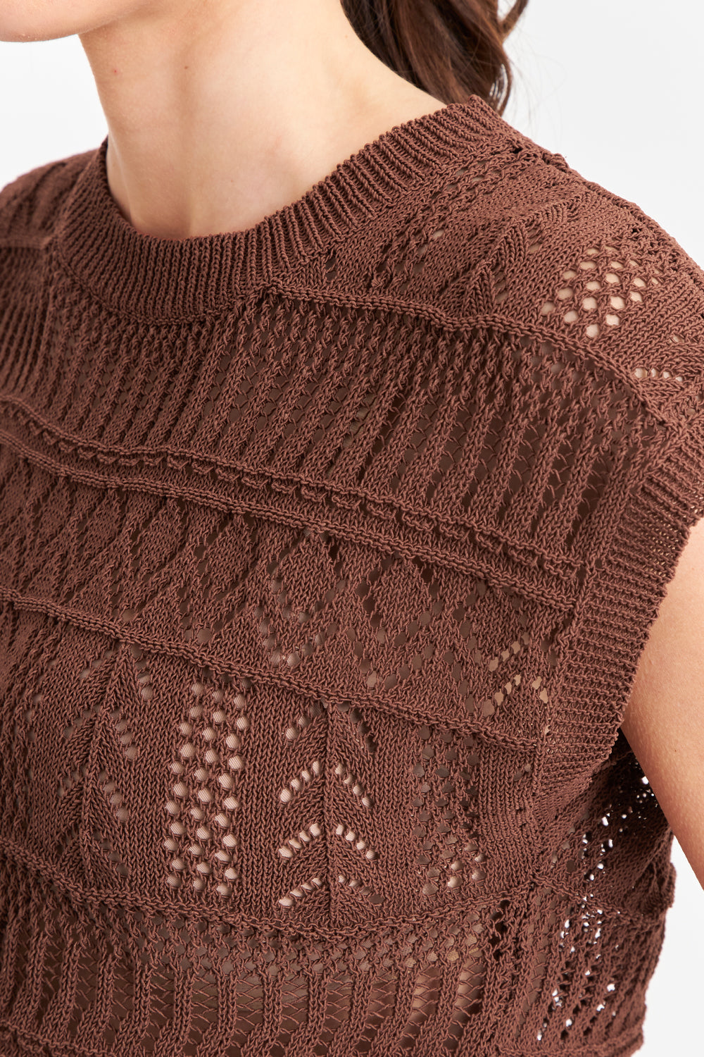 Polera Tejida Fantasia Café